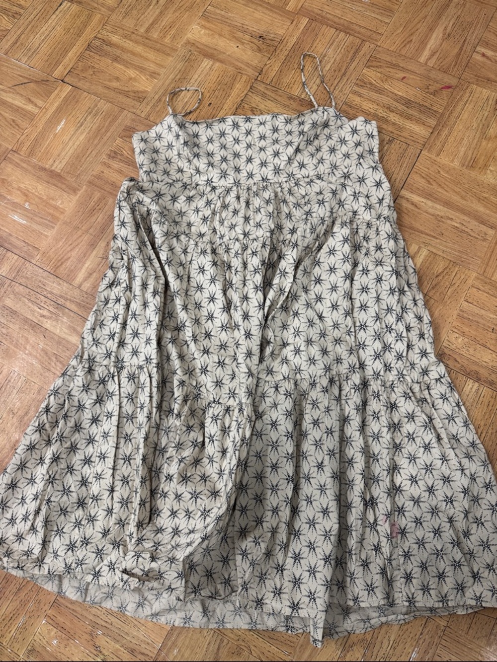 Levi’s Spaghetti-Strap Tiered Sun Dress with Black Starburst Print